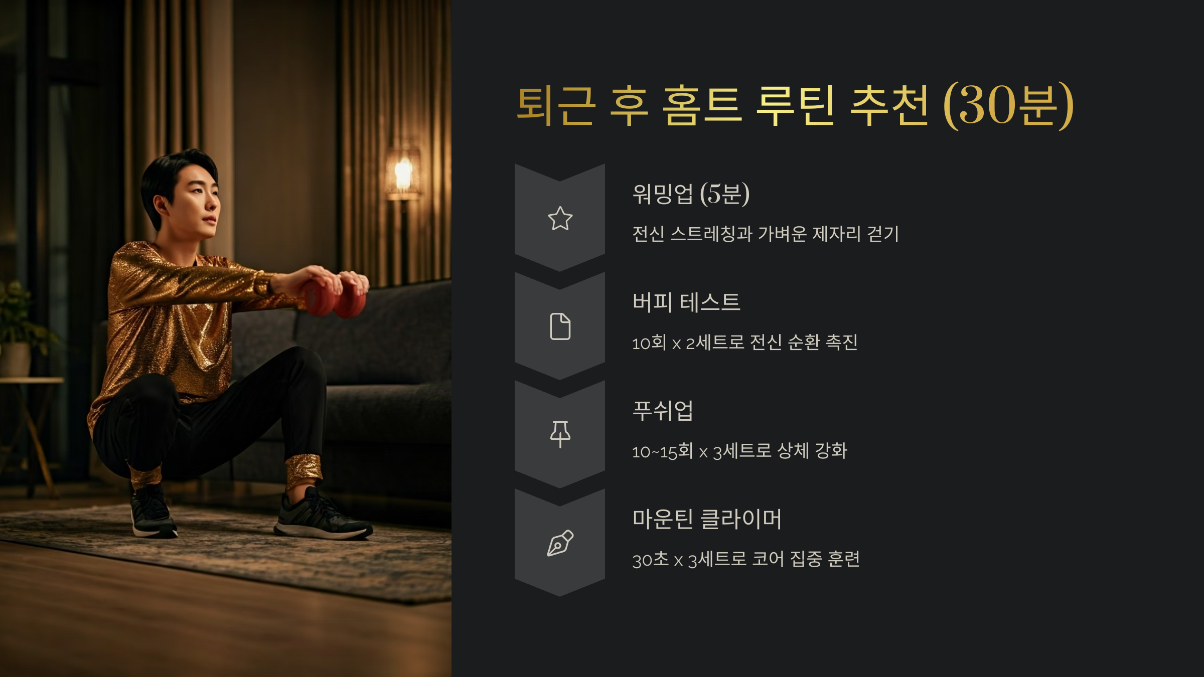 퇴근 후 홈트 루틴 추천 (30분 루틴)