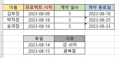 엑셀-WORKDAY-함수