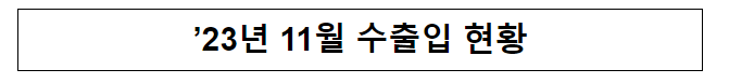  ’23년 11월 수출입 현황