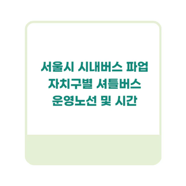 서울시 시내버스 파업 자치구별 셔틀버스 운영