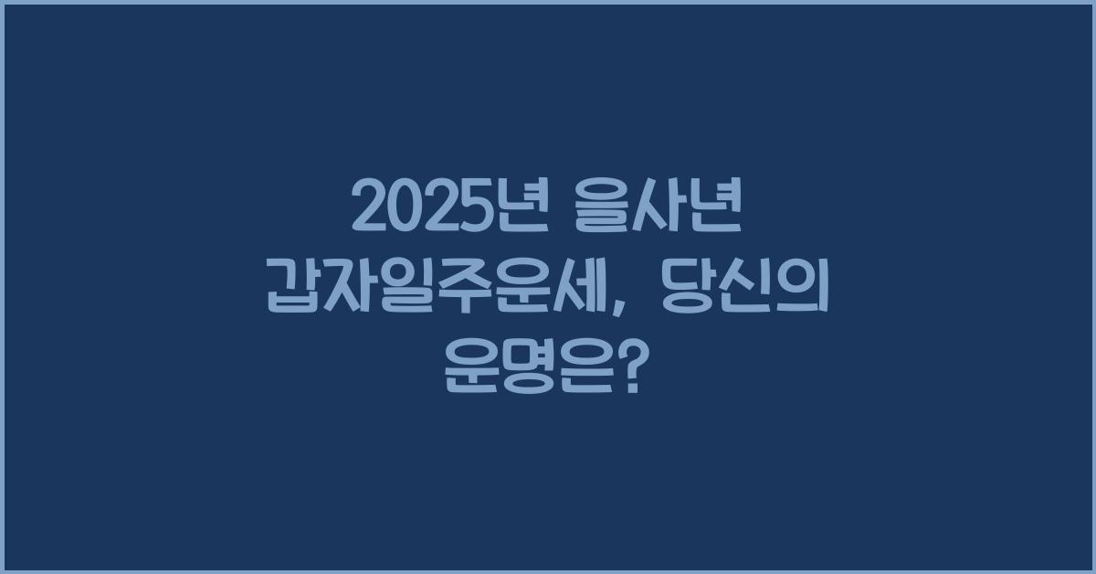 2025년 을사년 갑자일주운세