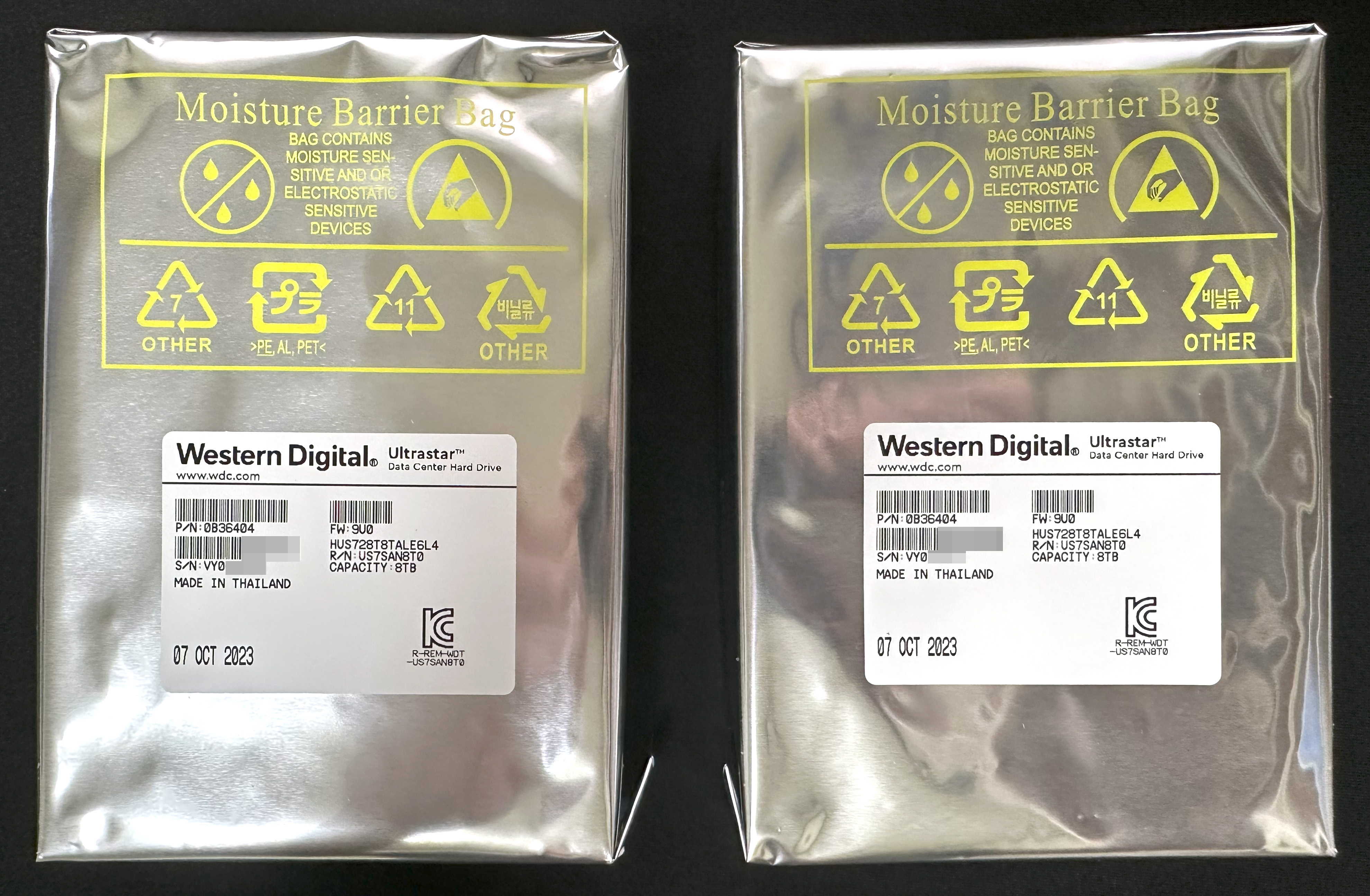 Western Digital Ultrastar DC HC320 8TB (HUS728T8TALE6L4 &#124; US7SAN8T0) Moisture Barrier Bag