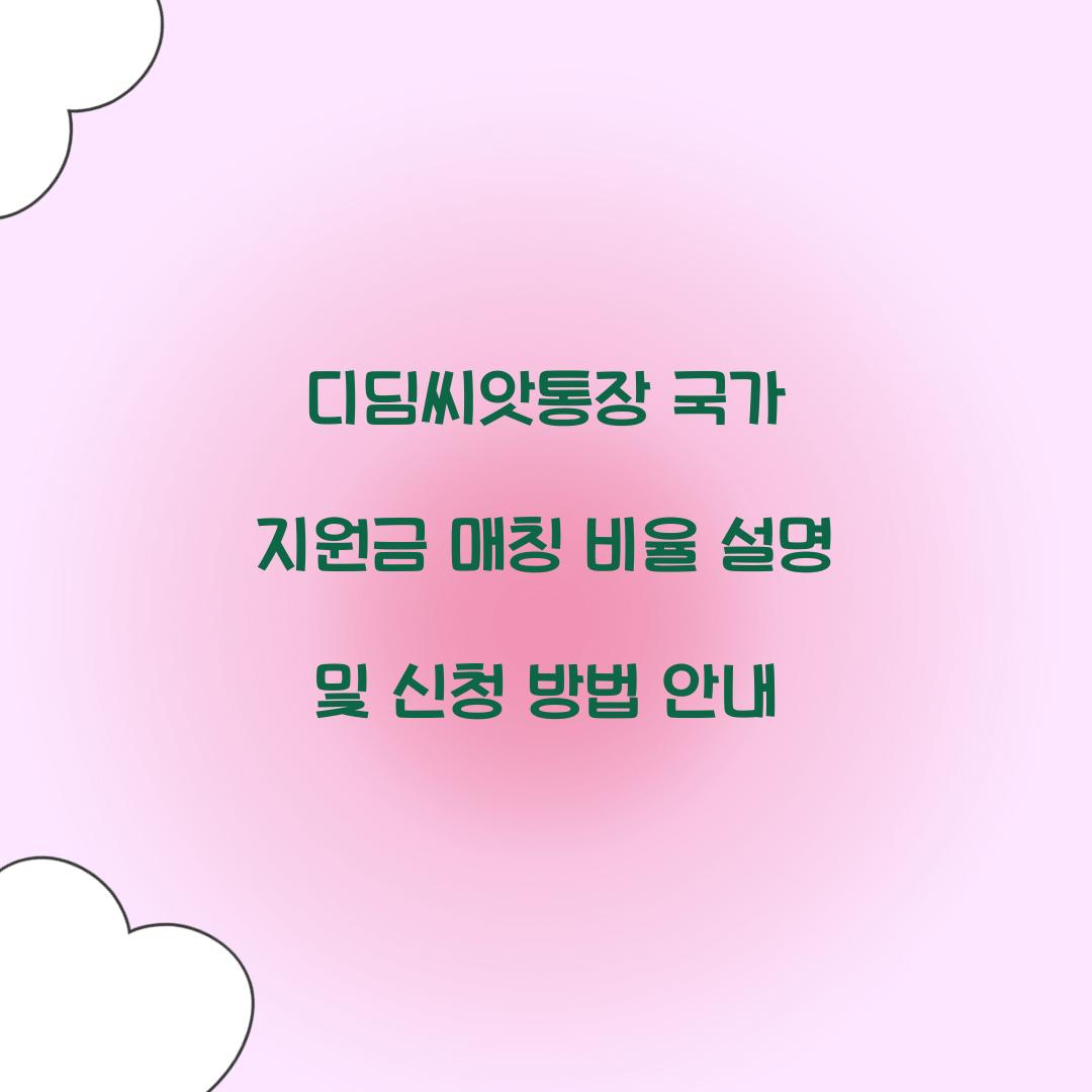 디딤씨앗통장 국가 지원금 매칭 비율 설명