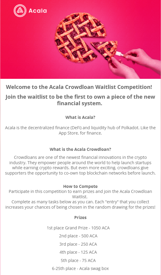  [~ 21.09.30 까지] Acala waitlist 추첨 이벤트