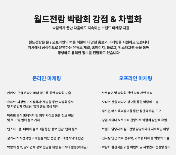 월드전람 박람회 강점