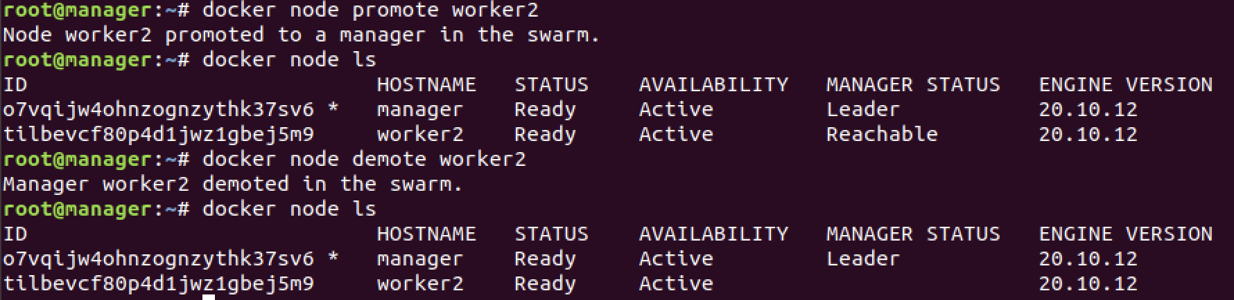 docker node promote and demote