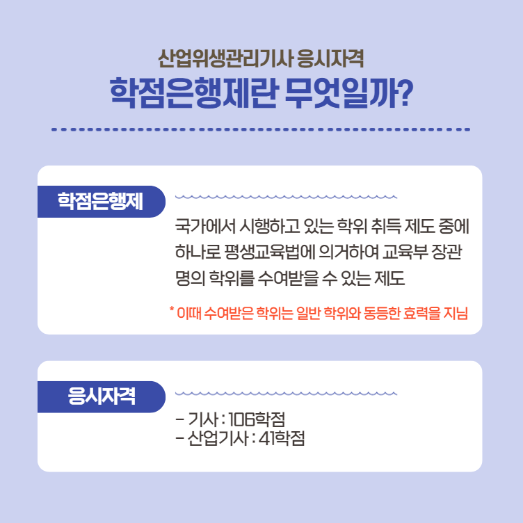 산업위생관리기사 응시자격을 학점은행제로 갖출 수 있다