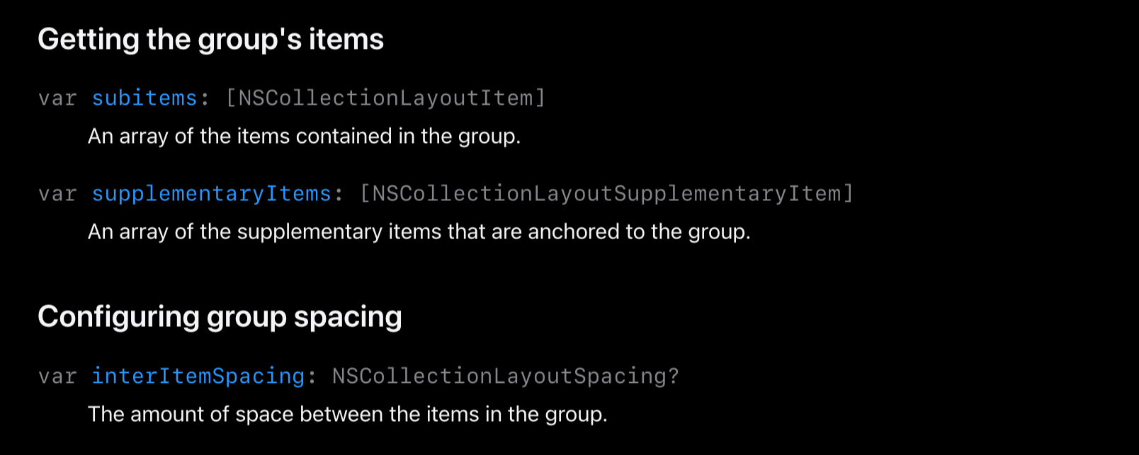 compositional layout group property