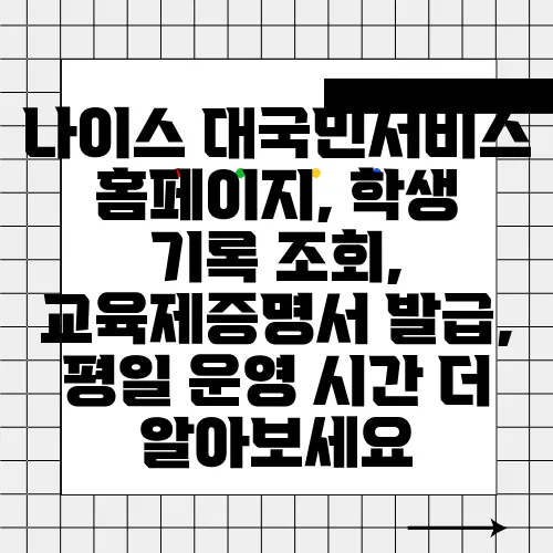 나이스 대국민서비스 홈페이지, 학생 기록 조회, 교육제증명서 발급, 평일 운영 시간 더 알아보세요