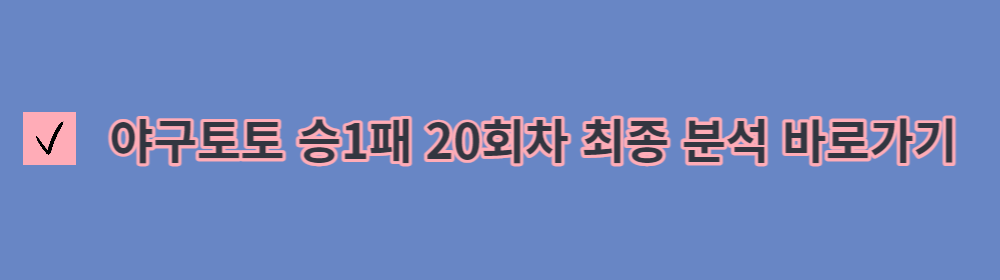 승1패 20회차 최종 분석