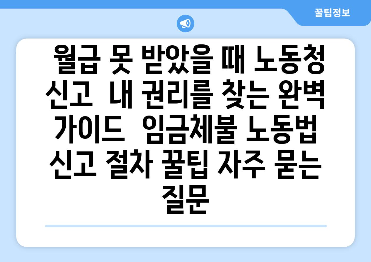  월급 못 받았을 때 노동청 신고  내 권리를 찾는 완벽 가이드  임금체불 노동법 신고 절차 꿀팁 자주 묻는 질문