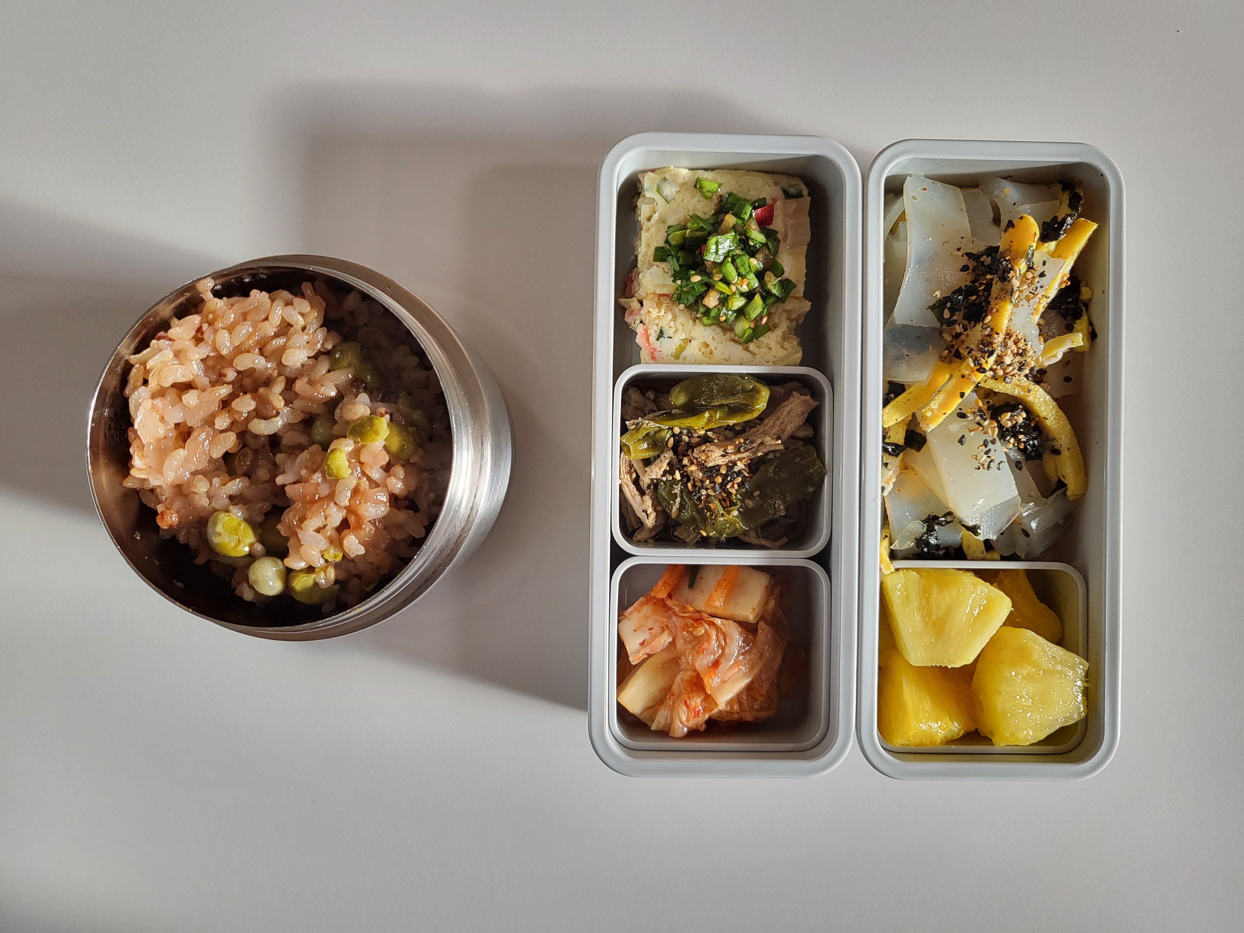  2022.08.25 남편 점심 도시락 메뉴 | 계란찜, 소고기장조림, 김치, 청포묵