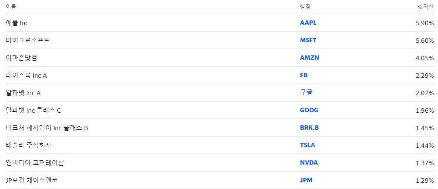 S&P500 상위10개종목