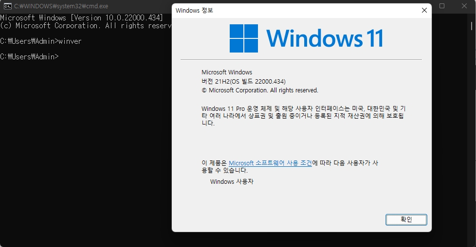 윈도우11 버전 확인방법