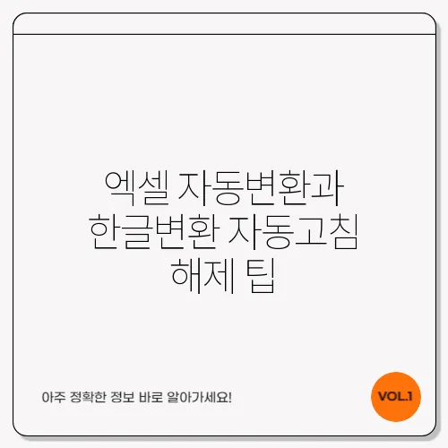 엑셀 자동변환과 한글변환 자동고침 해제 팁