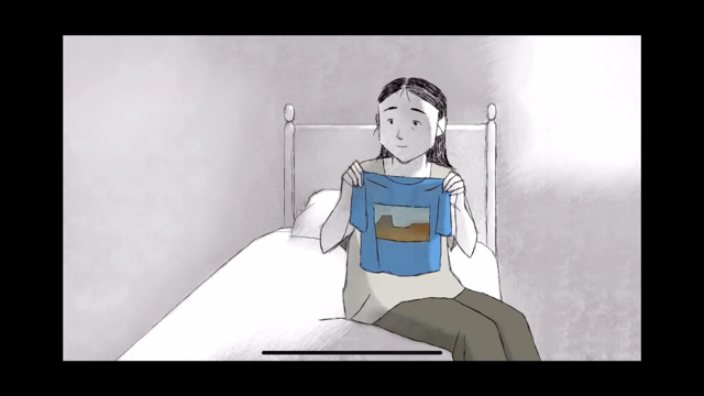 엄마가 딸은 떠났지만, 딸이 입던 티셔츠를 남편에게 보여줍니다