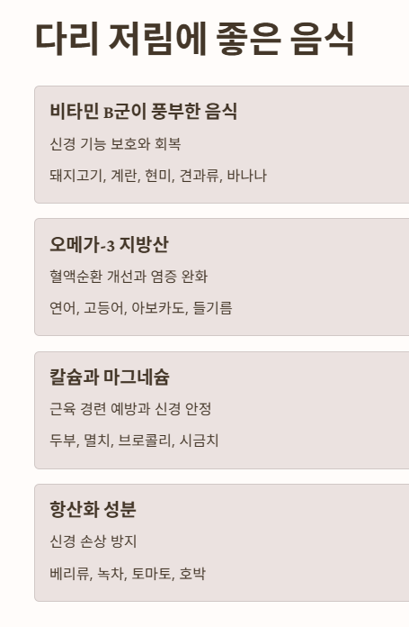 다리 저림에 좋은 음식