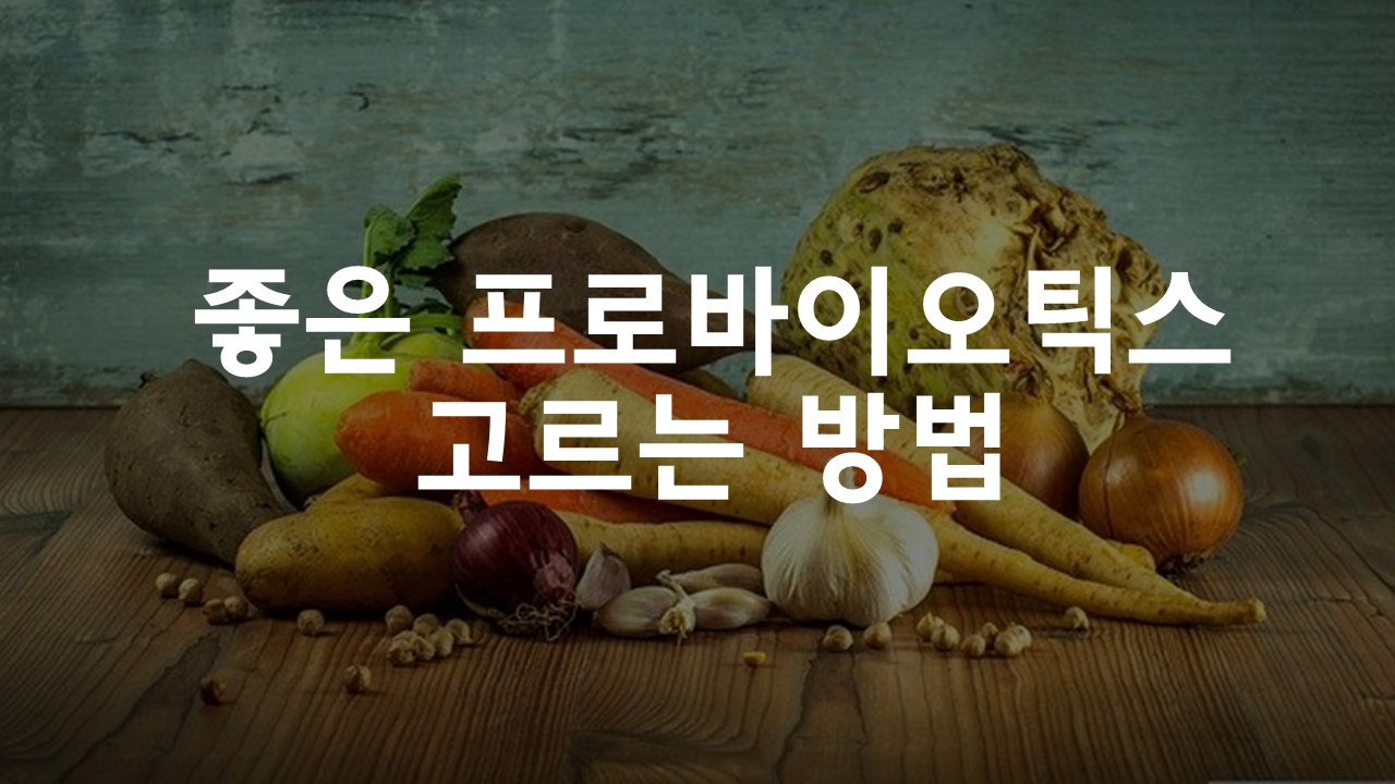  좋은 프로바이오틱스 고르는 기준