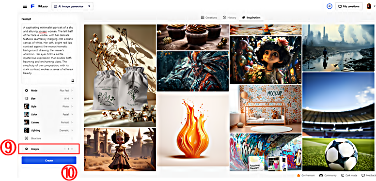 피카소 AI 이미지 생성 도구 │이미지 생성 개수 │2장