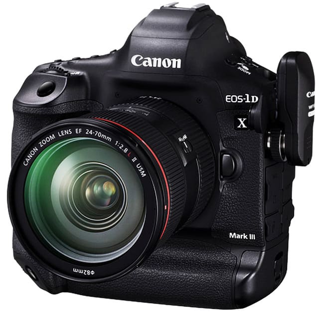 Canon-EOS-1D-X-Mark-III-DSLR-카메라-바디에-렌즈가-장착된-모습