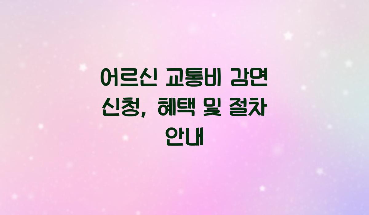 어르신 교통비 감면 신청
