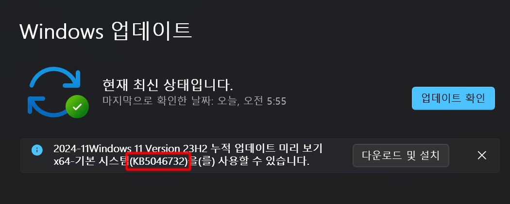 2024년 11월 Windows 11 업데이트 KB5046732 윈도우 이번에 뭐가 바뀌었을까