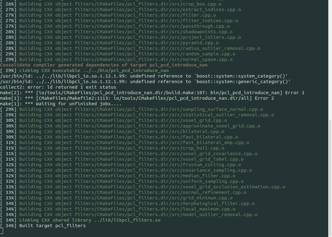 linux 20.04 pcl 설치(c++) -2 consolidate compiler generated dependencies ...