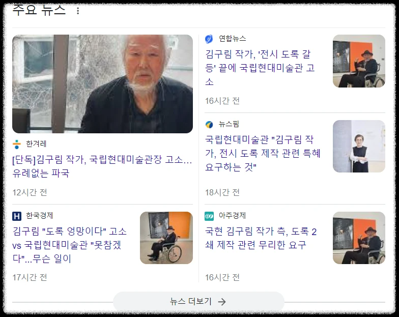 김구림 도록문제에 관한 기사
