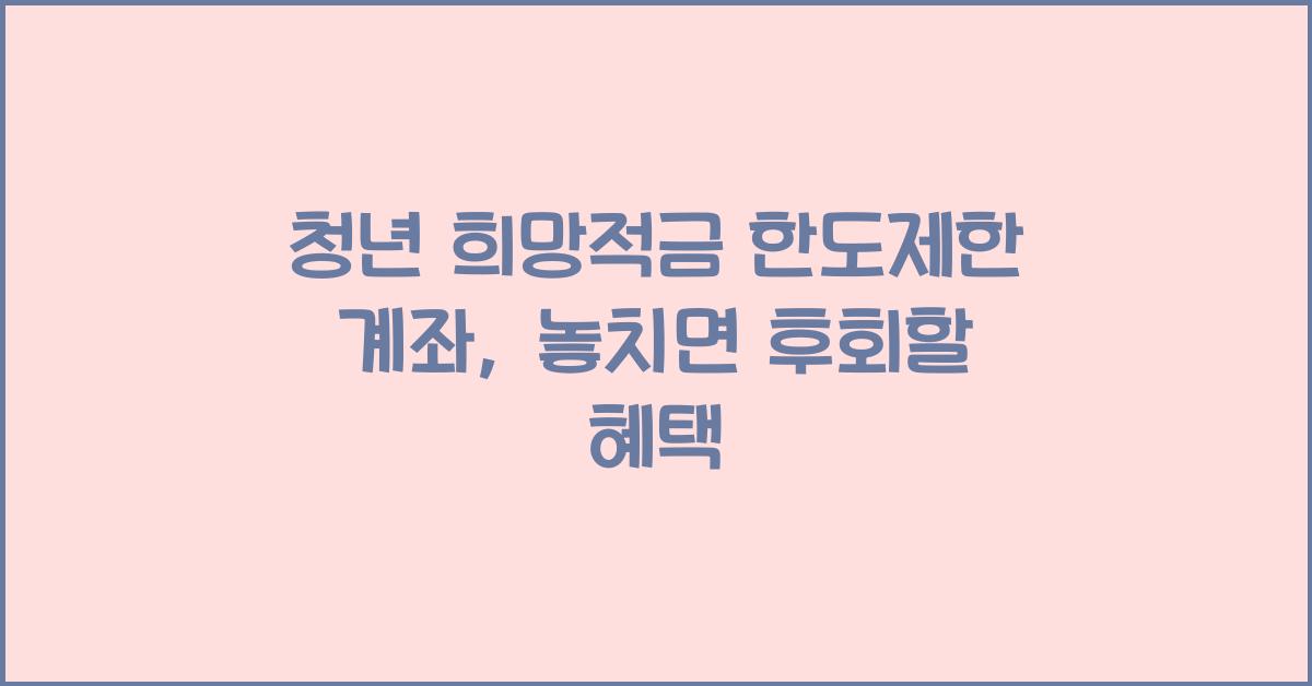 청년 희망적금 한도제한 계좌