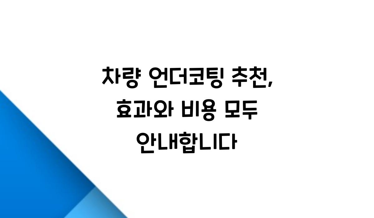 차량 언더코팅 추천