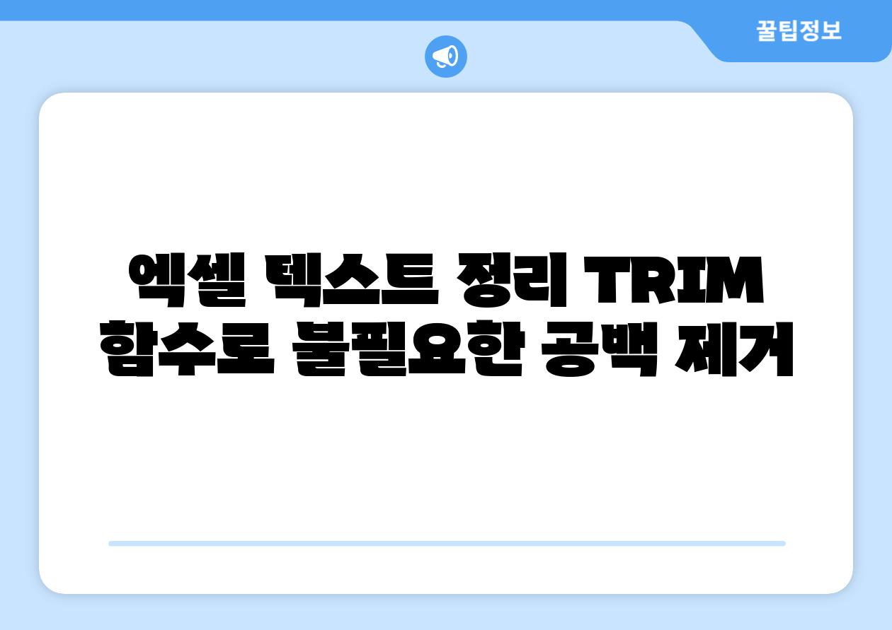 엑셀 텍스트 정리 TRIM 함수로 불필요한 공백 제거