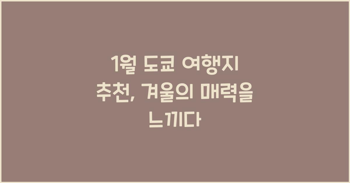 1월 도쿄 여행지 추천