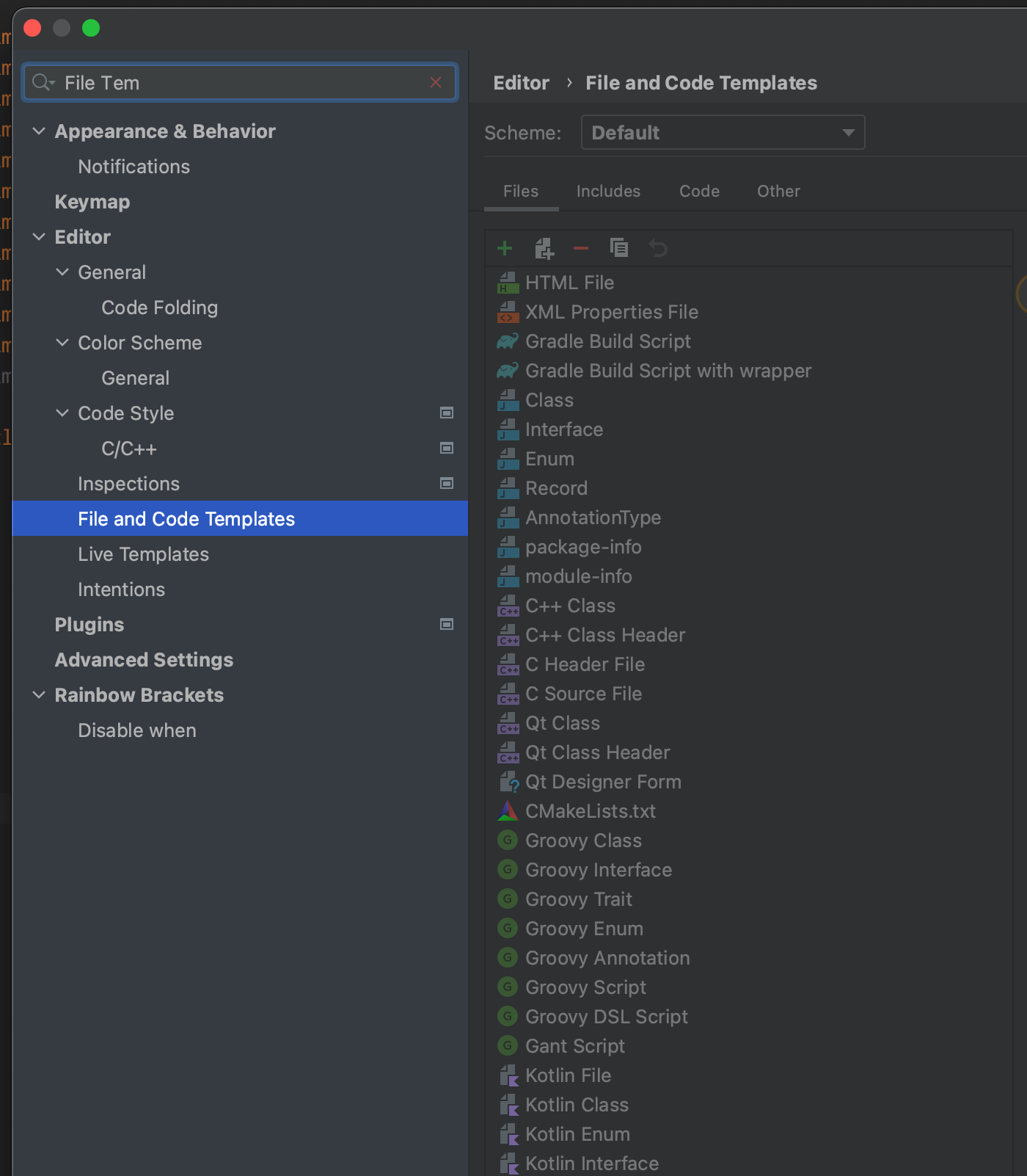  android file templates dialog 
