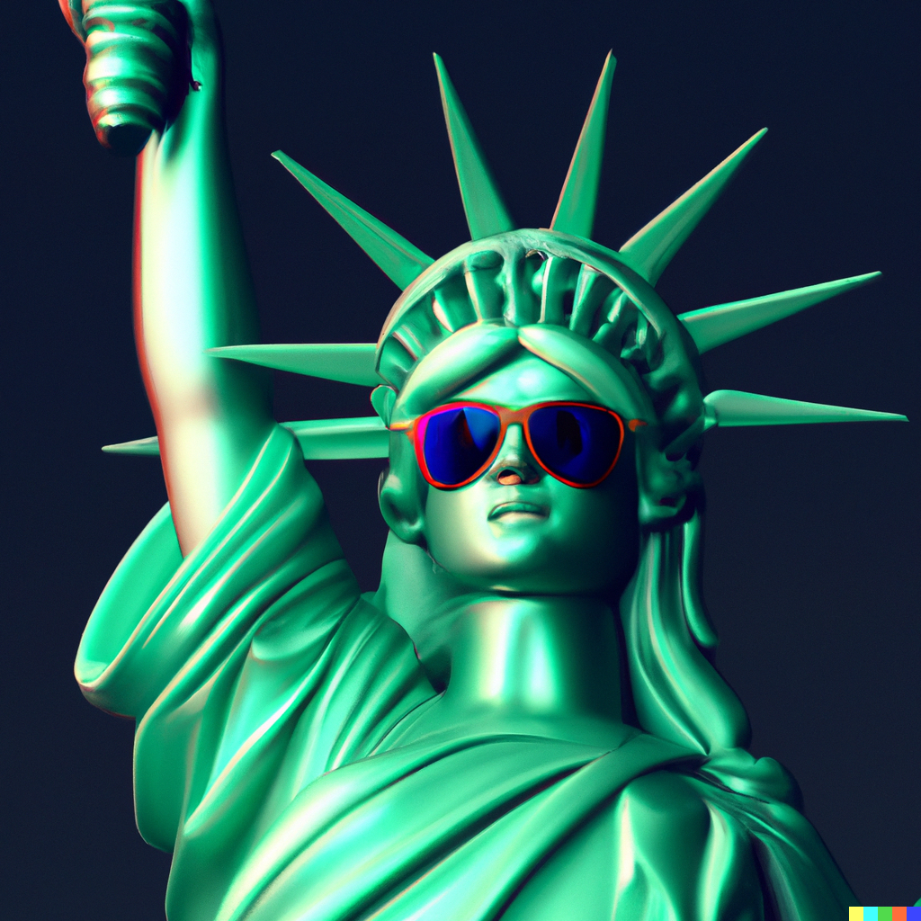 Statue of Liberty wearing sunglasses, digital art