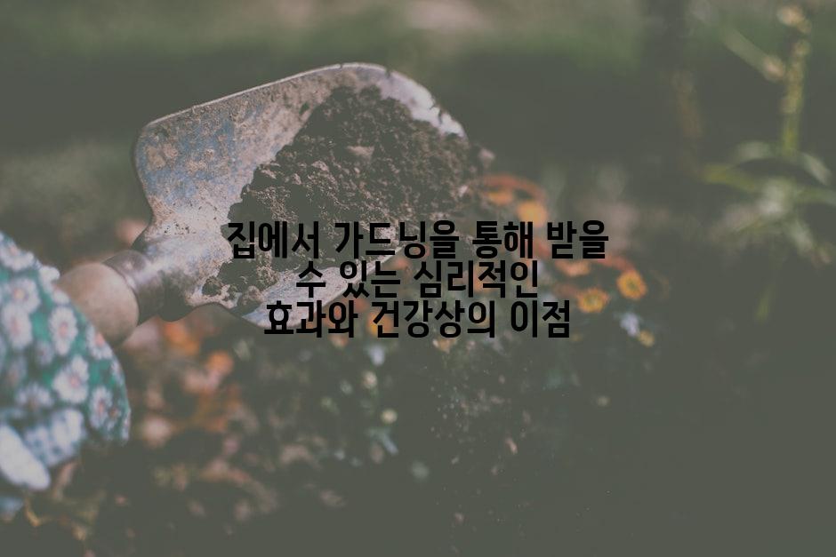 집에서 가드닝을 통해 받을 수 있는 심리적인 효과와 건강상의 이점