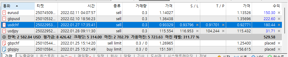 현제 포지션 현황