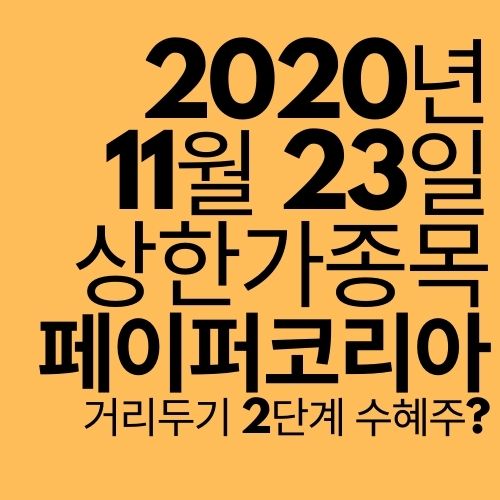  [상한가 종목] 페이퍼코리아 (거리두기 2단계 관련주?)
