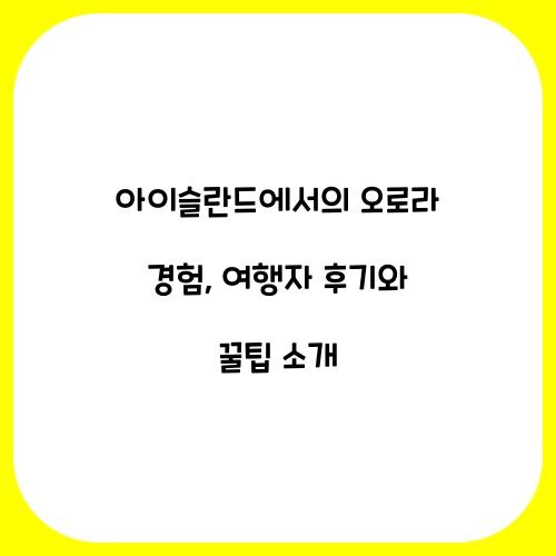 아이슬란드에서의 오로라 경험: 여행자 후기