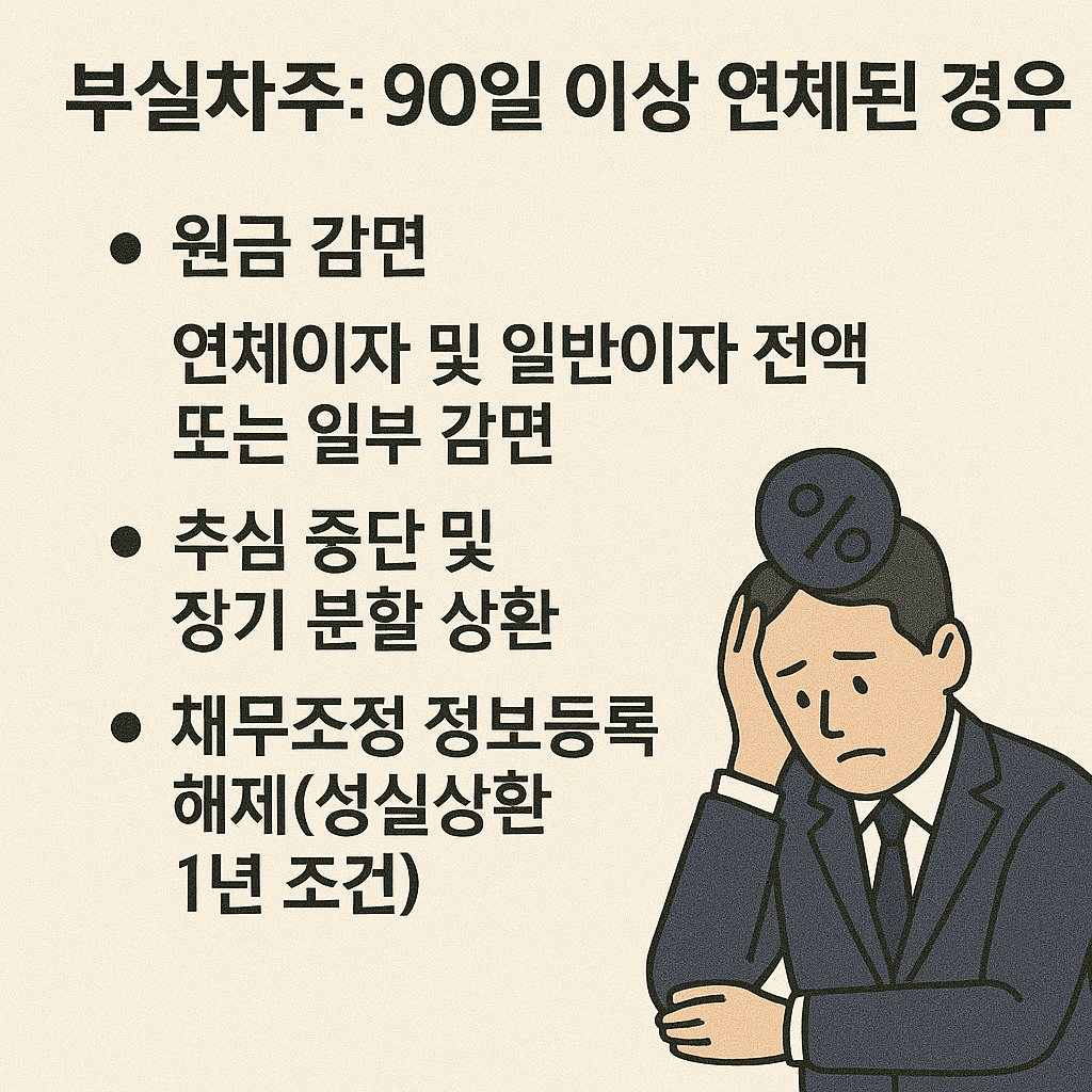 부실차주: 90일 이상 연체된 경우