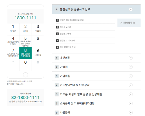 하나카드 고객센터