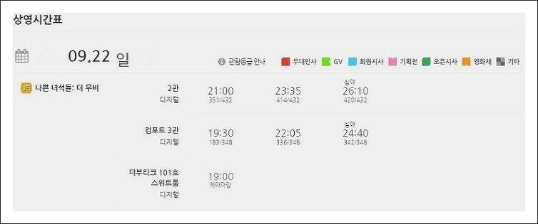 코엑스 메가박스 상영시간표 실시간 보기 코엑스 메가박스 상영시간표 실시간 보기
