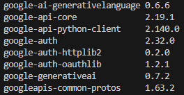 pip list로 설치된 google api 라이브러리 확인