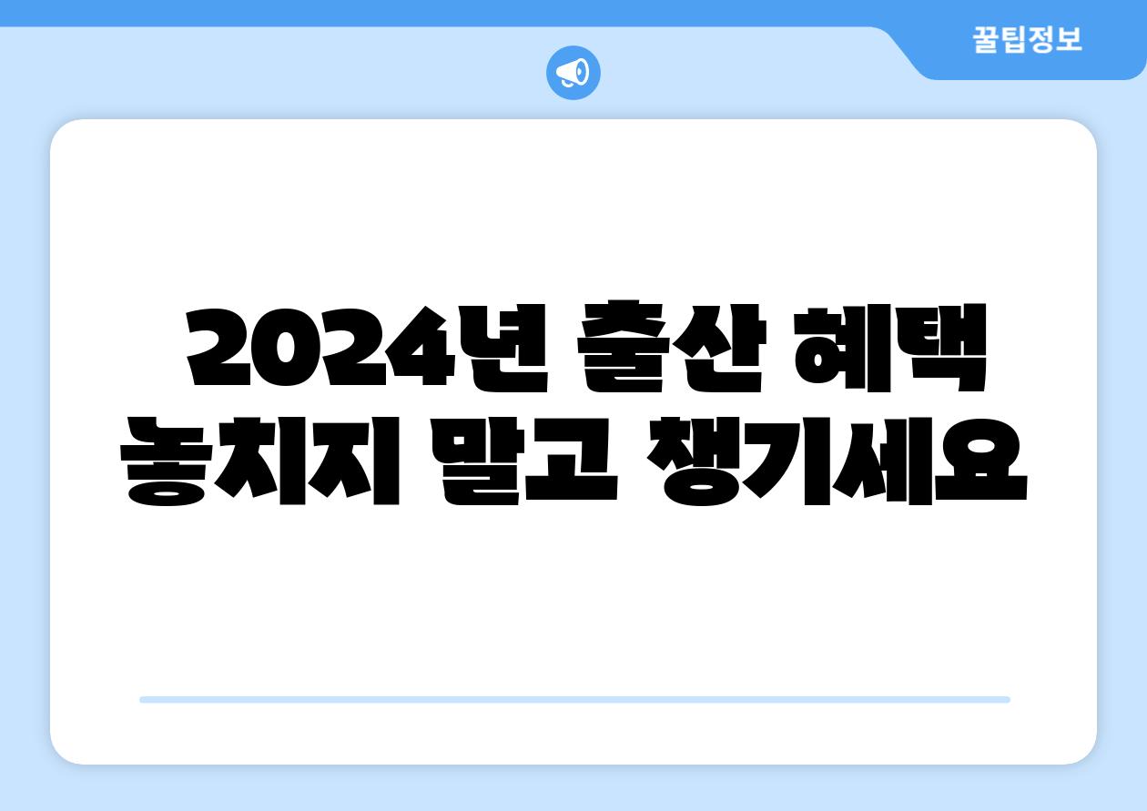  2024년 출산 혜택 놓치지 말고 챙기세요