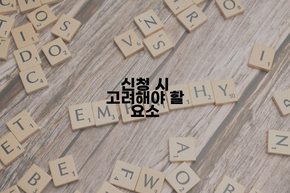 신청 시 고려해야 할 요소