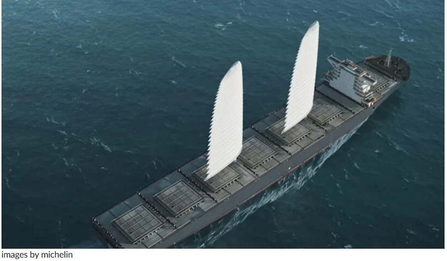  미쉐린의 돛을 이용한 선박 연비 절감 프로젝트 michelin's WISAMO inflatable sail to improve ship's fuel efficiency by 20%