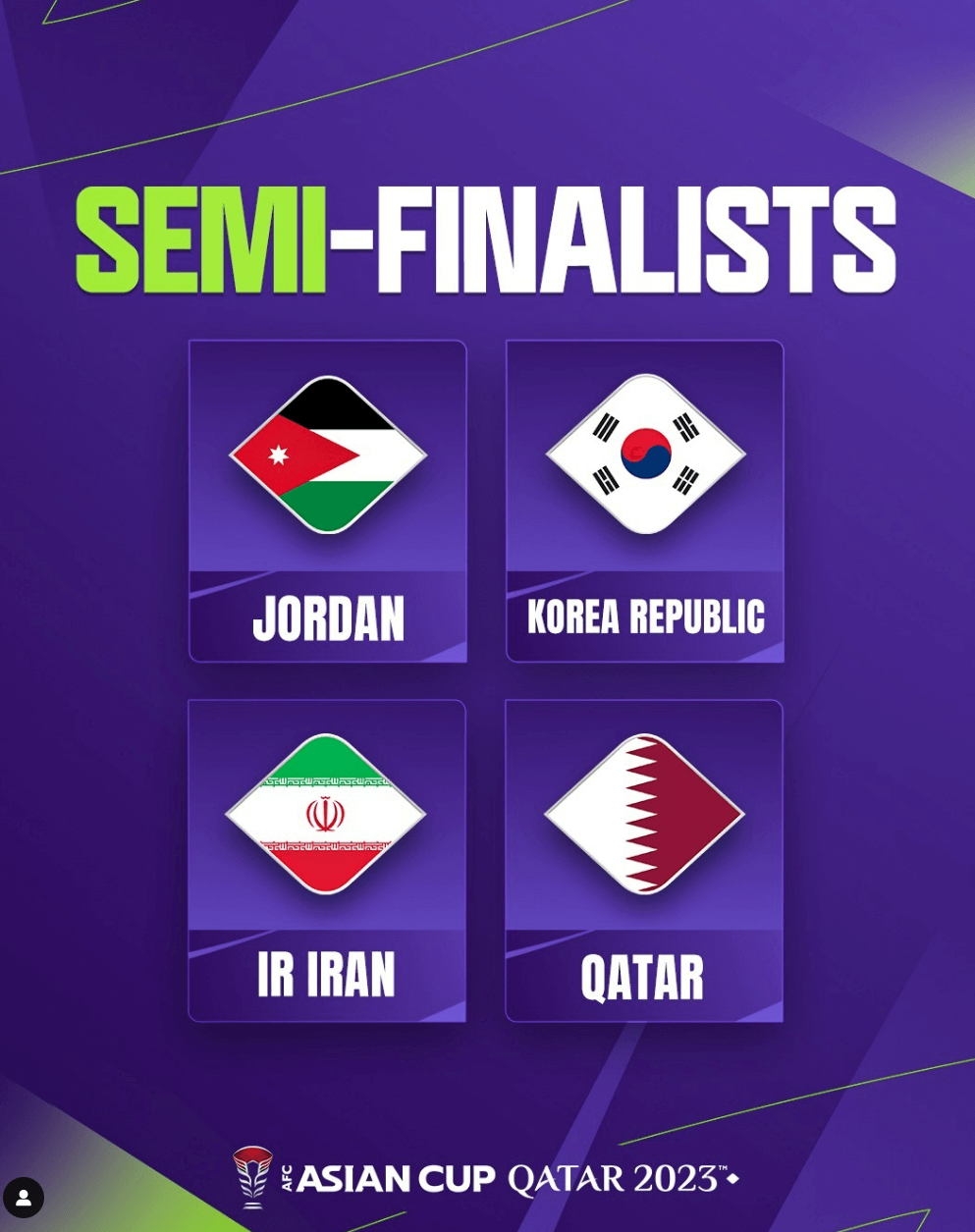 카타르 아시안컵 4강대진표(출처: 아시안컵 인스타)