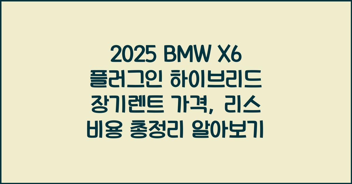 2025 BMW X6 플러그인 하이브리드 장기렌트 가격, 리스 비용 총정리