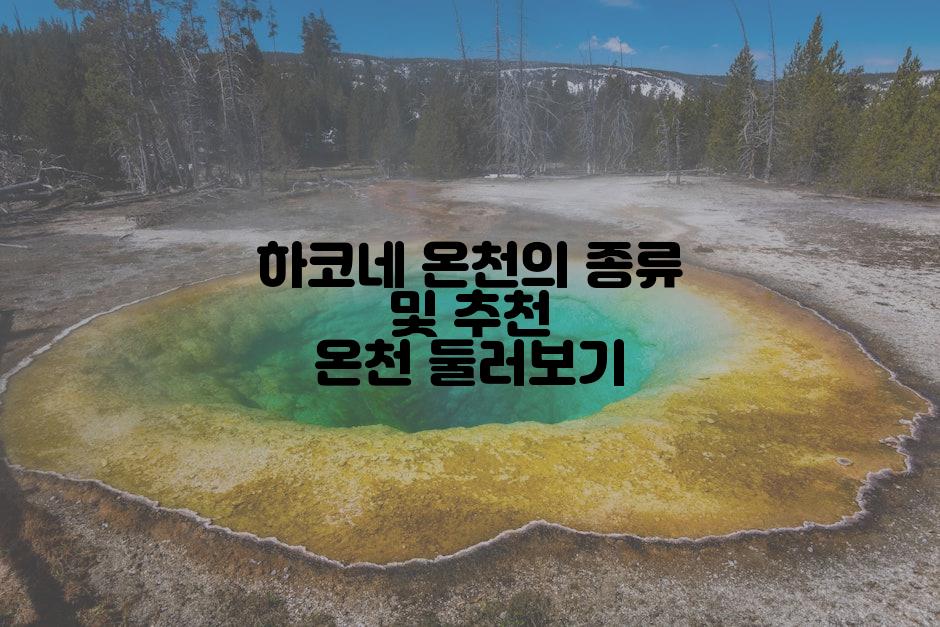하코네 온천의 종류 및 추천 온천 둘러보기