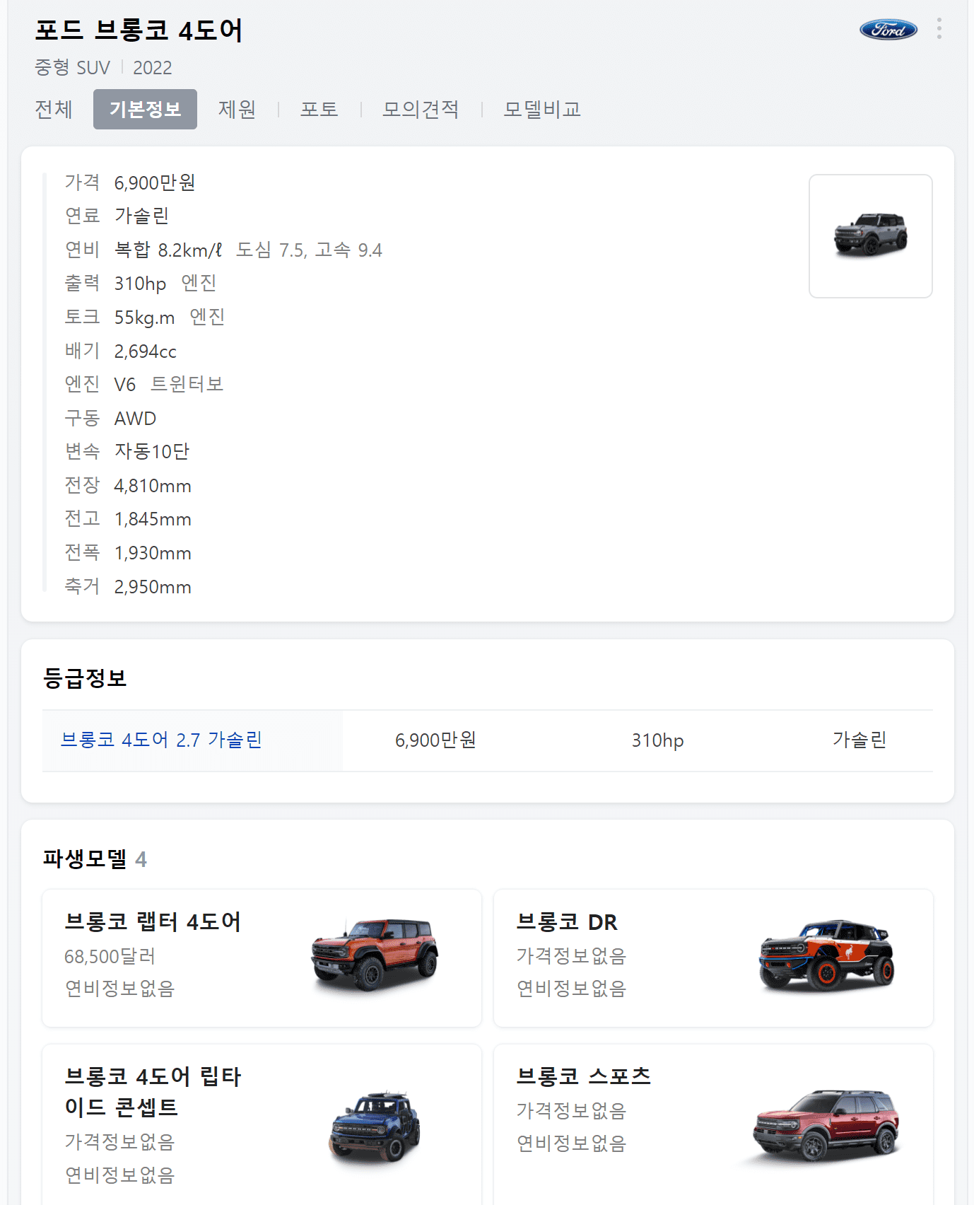 포드-브롱코-4도어-정보