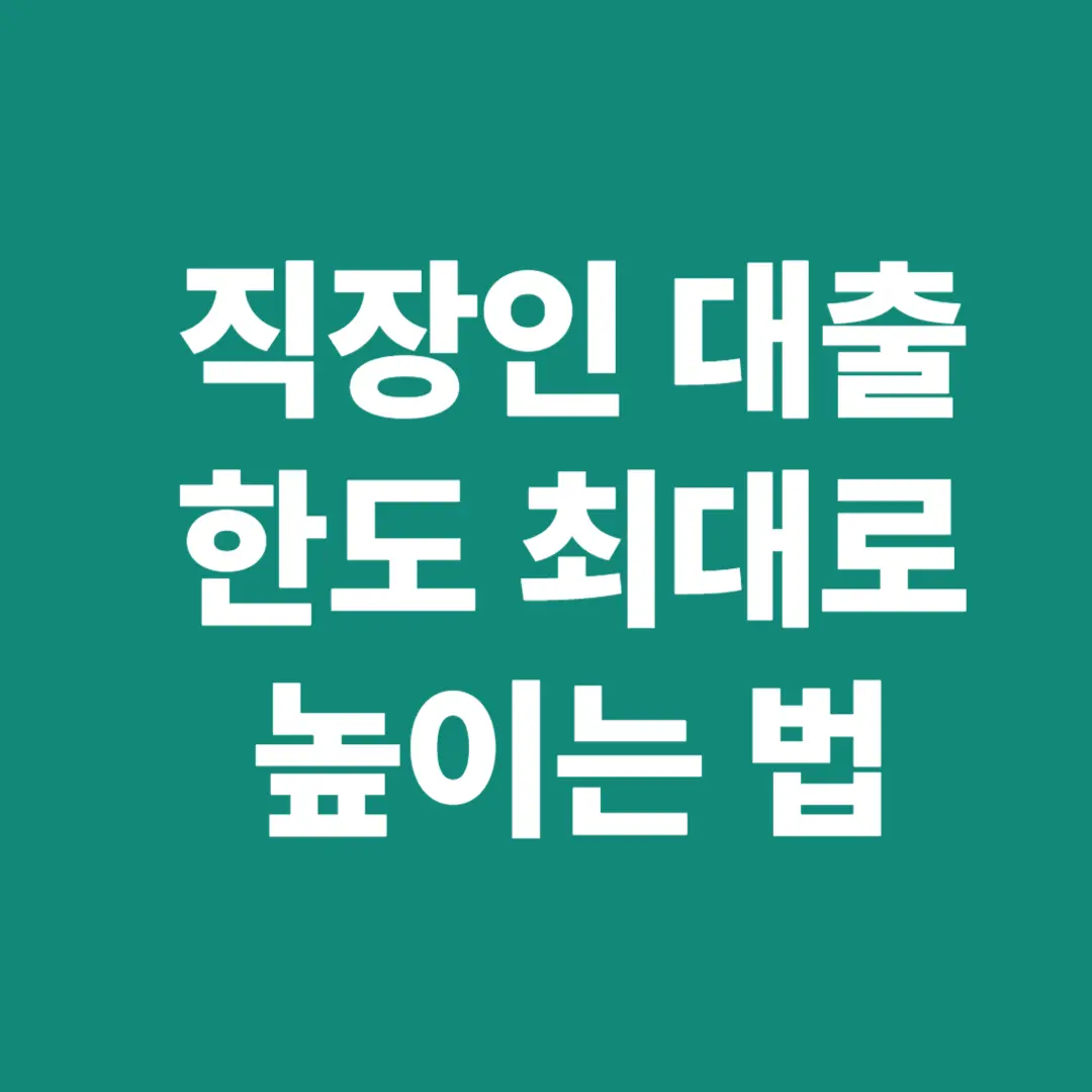 직장인 대출 한도 최대로 높이는 법